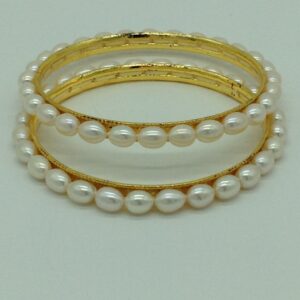 Freshwater White Oval 2 Lines Pearls Full Set JPP1054