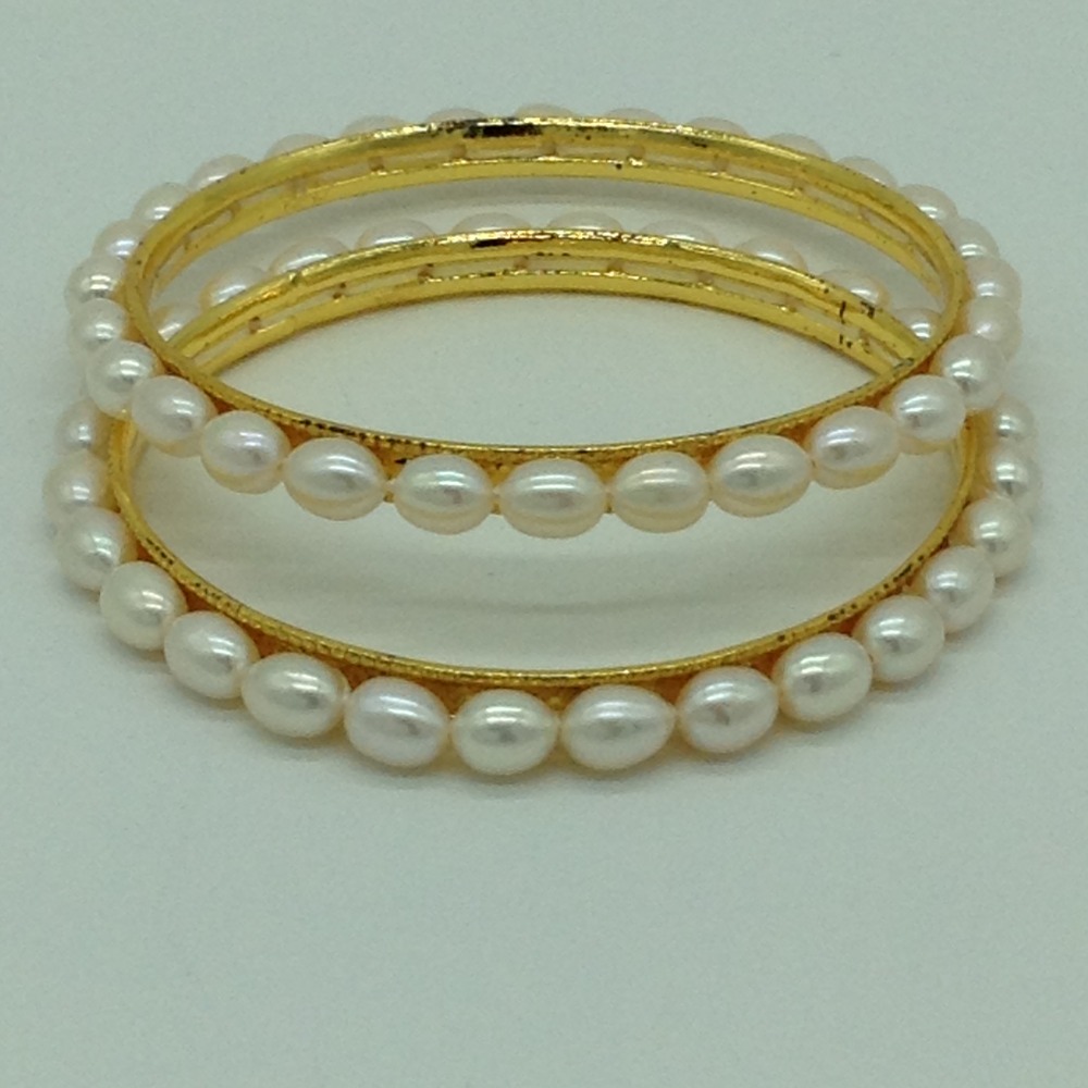Freshwater White Oval 2 Lines Pearls Full Set JPP1054