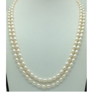 Freshwater White Oval 2 Lines Pearls Full Set JPP1054