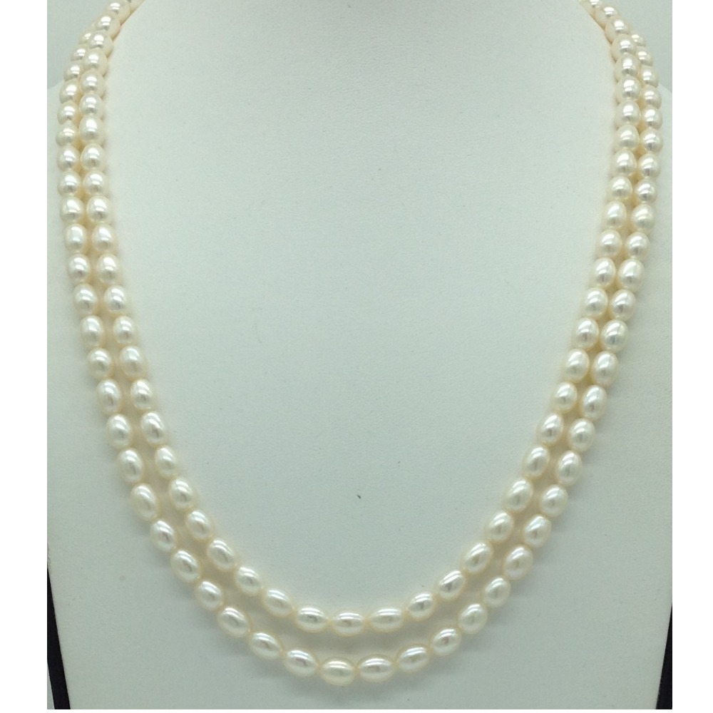 Freshwater White Oval 2 Lines Pearls Full Set JPP1054
