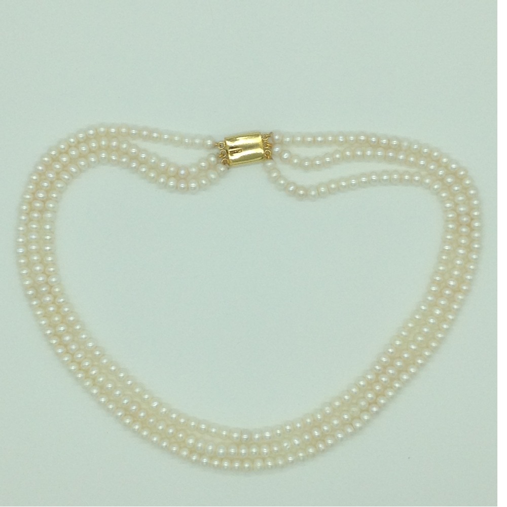 Freshwater White Flat 3 Lines Pearls Full Set JPP1053