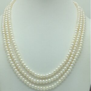 Freshwater White Flat 3 Lines Pearls Full Set JPP1053