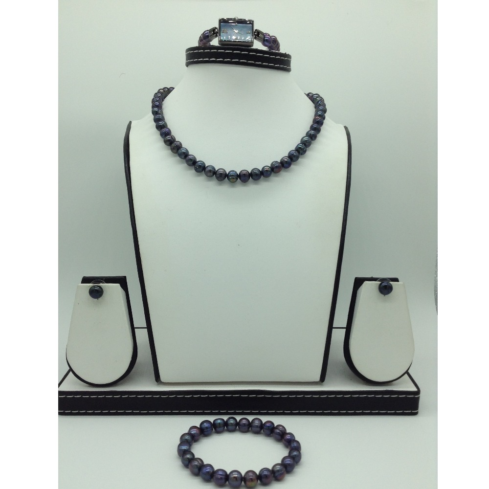 Freshwater Black Potato 1 Lines Pearls Full Set JPP1052