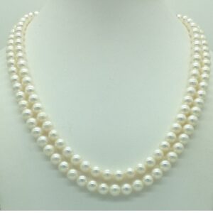 Freshwater White Round 2 Lines Pearls Full Set JPP1051