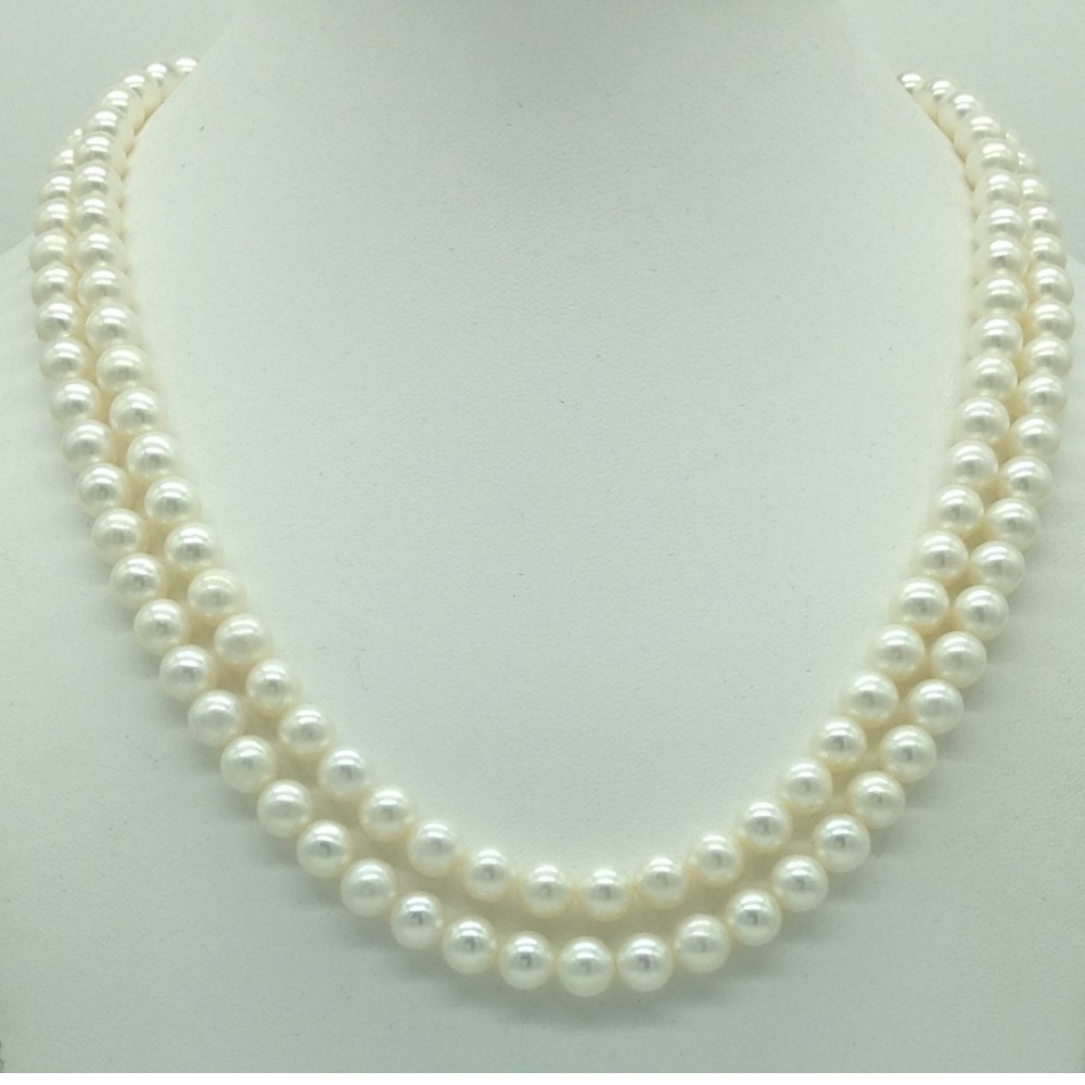 Freshwater White Round 2 Lines Pearls Full Set JPP1051