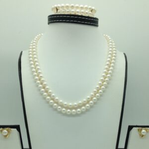 Freshwater White Round 2 Lines Pearls Full Set JPP1051