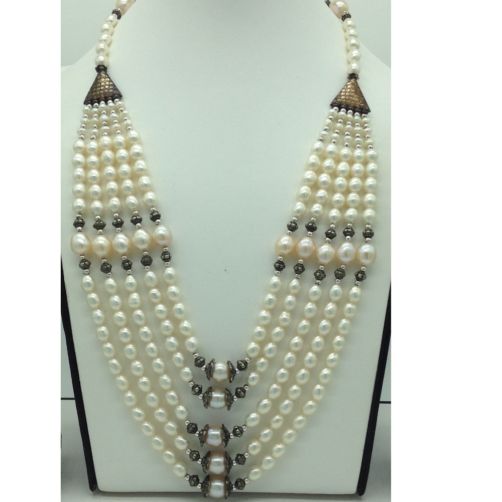 Freshwater Multicolour Oval 5 Lines Pearls Combination Set JPP1049