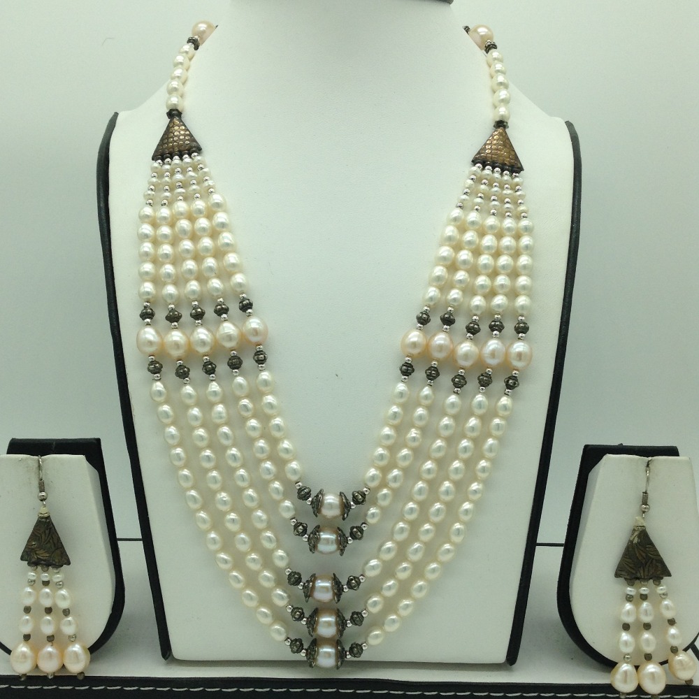 Freshwater Multicolour Oval 5 Lines Pearls Combination Set JPP1049