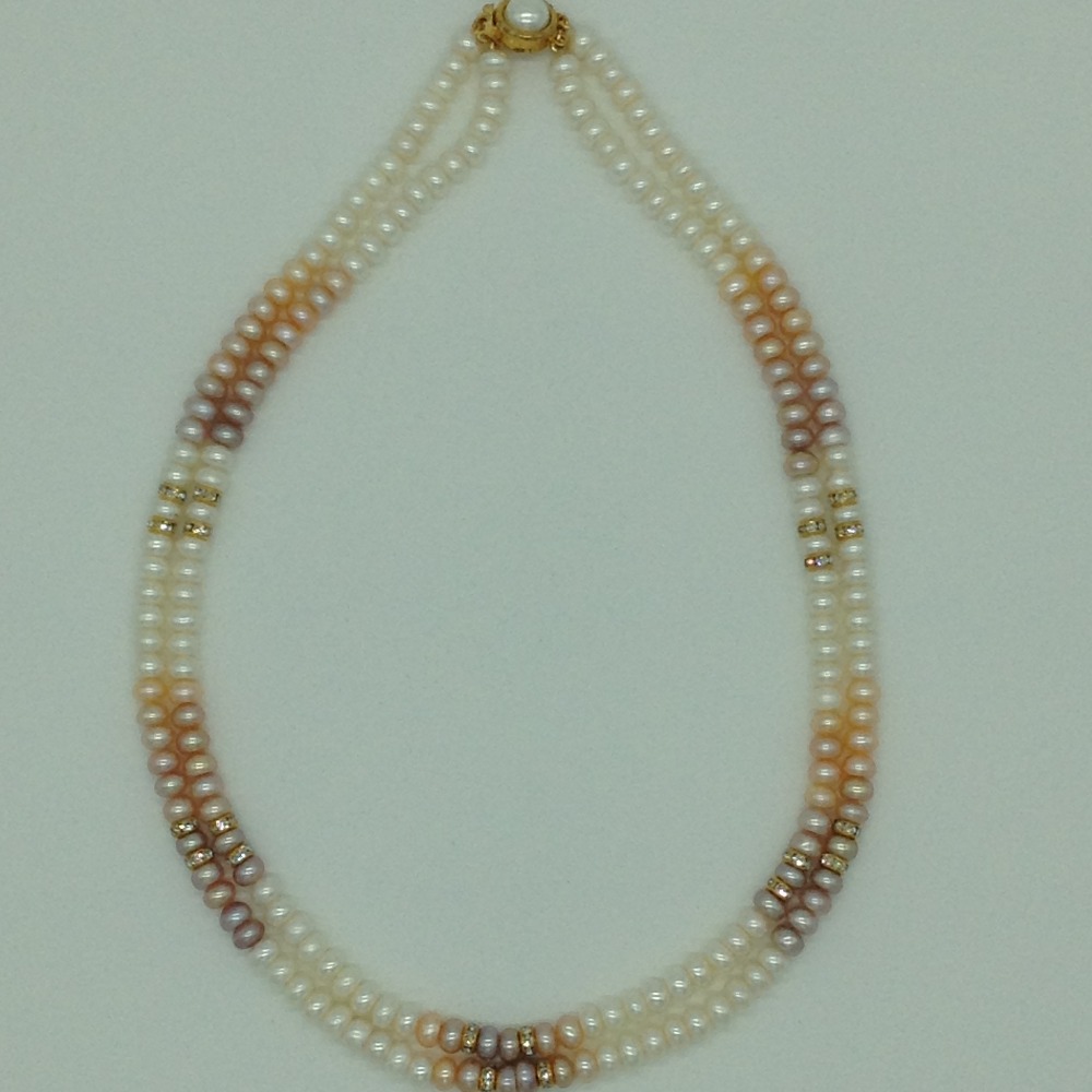 Freshwater Multicolour Flat Shaded 2 Lines Pearls Full Set JPP1048