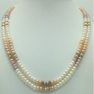 Freshwater Multicolour Flat Shaded 2 Lines Pearls Full Set JPP1048