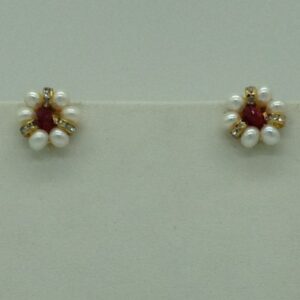 Freshwater Flat 2 Lines Pearls With Red Semi Beeds Set JPP1047