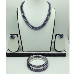 Freshwater Grey Round 2 Lines Pearls Full Set JPP1045