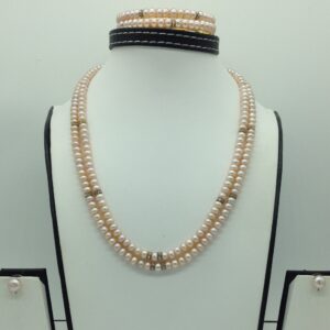 Freshwater Pink Flat 2 Lines Pearls Full Set JPP1044