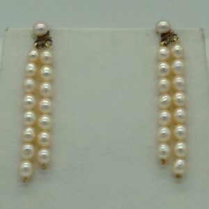 Freshwater Peach Oval 3 Lines Pearls Full Set JPP1043