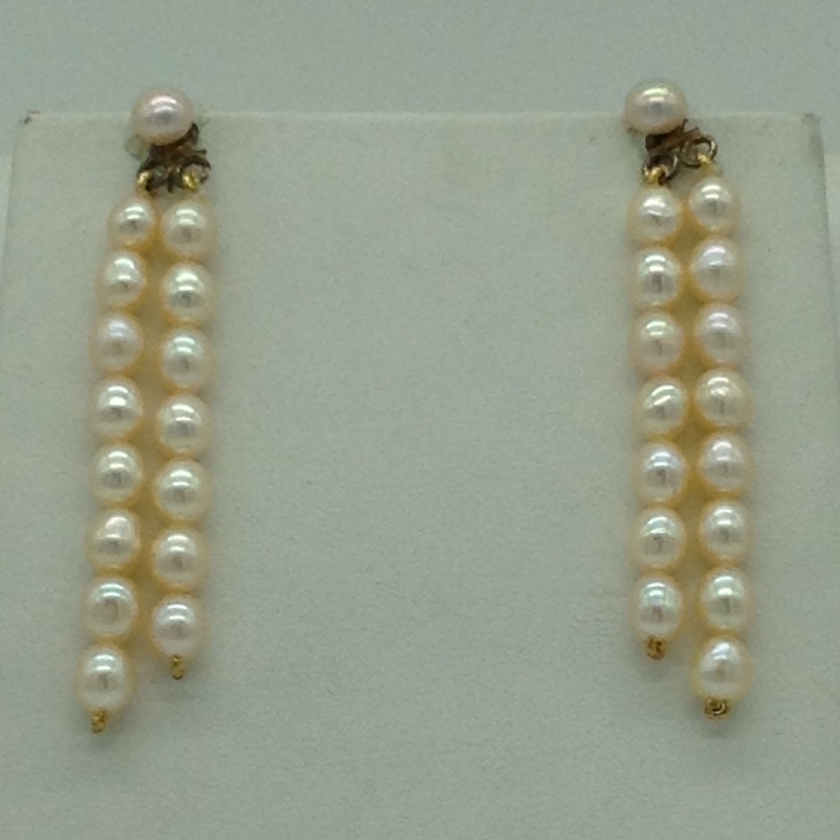 Freshwater Peach Oval 3 Lines Pearls Full Set JPP1043