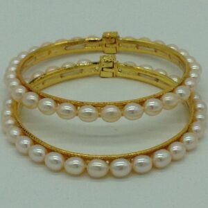 Freshwater Peach Oval 3 Lines Pearls Full Set JPP1043