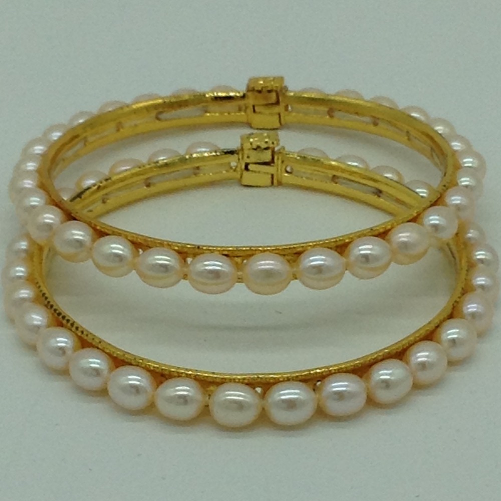 Freshwater Peach Oval 3 Lines Pearls Full Set JPP1043