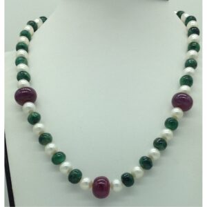 Freshwater White Round 1 Lines Pearls Combination Full set JPP1042