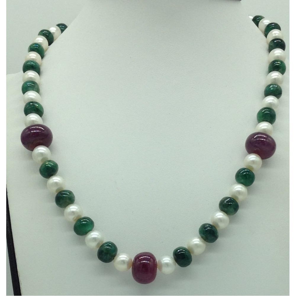 Freshwater White Round 1 Lines Pearls Combination Full set JPP1042