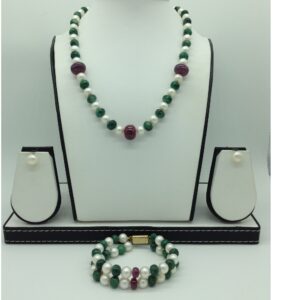 Freshwater White Round 1 Lines Pearls Combination Full set JPP1042
