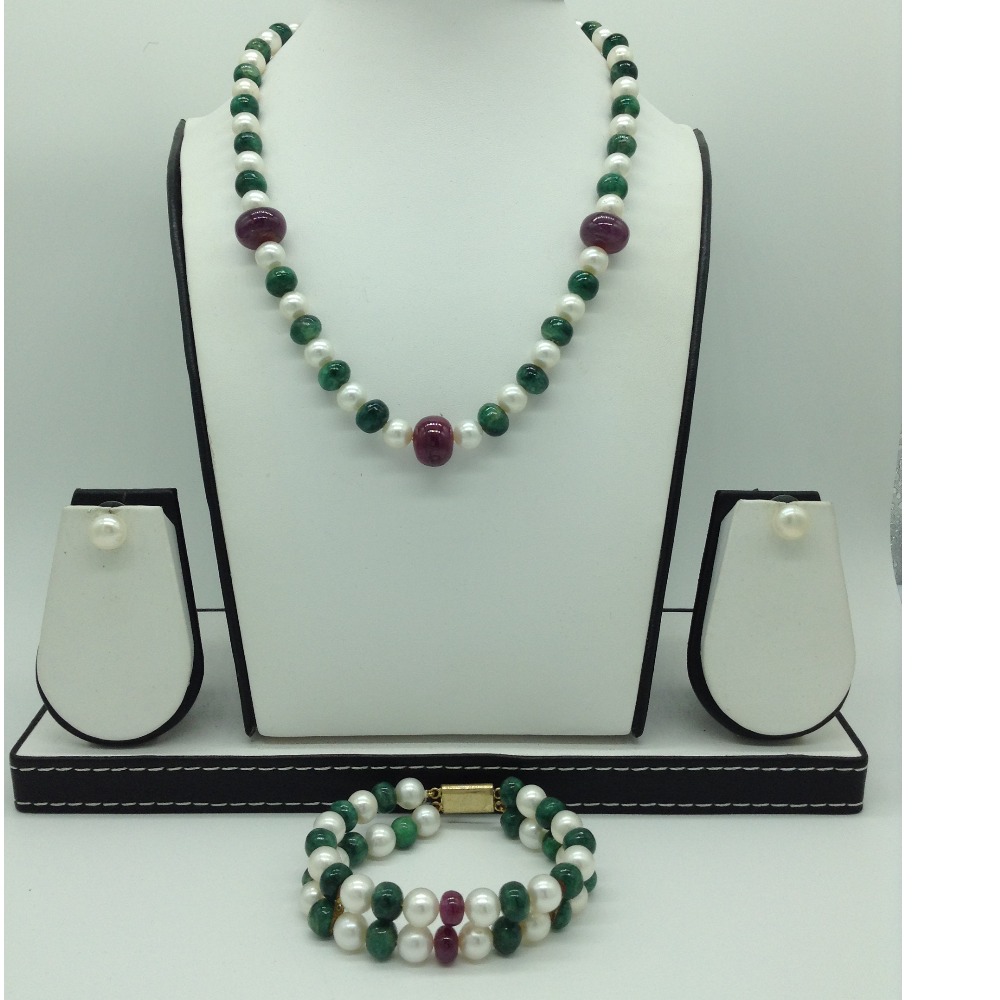 Freshwater White Round 1 Lines Pearls Combination Full set JPP1042