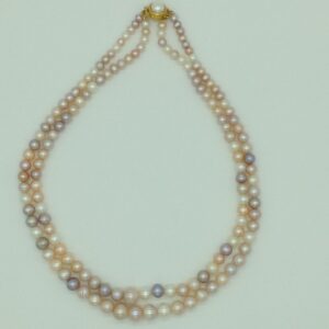 Freshwater Round Graded Shaded 2 Lines Pearls Full Set JPP1040