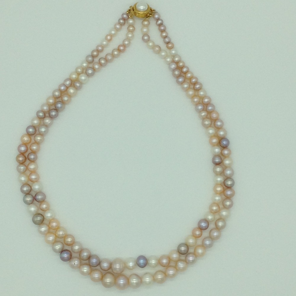Freshwater Round Graded Shaded 2 Lines Pearls Full Set JPP1040