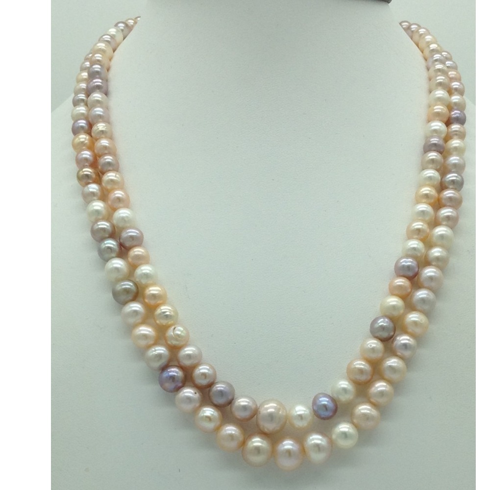 Freshwater Round Graded Shaded 2 Lines Pearls Full Set JPP1040