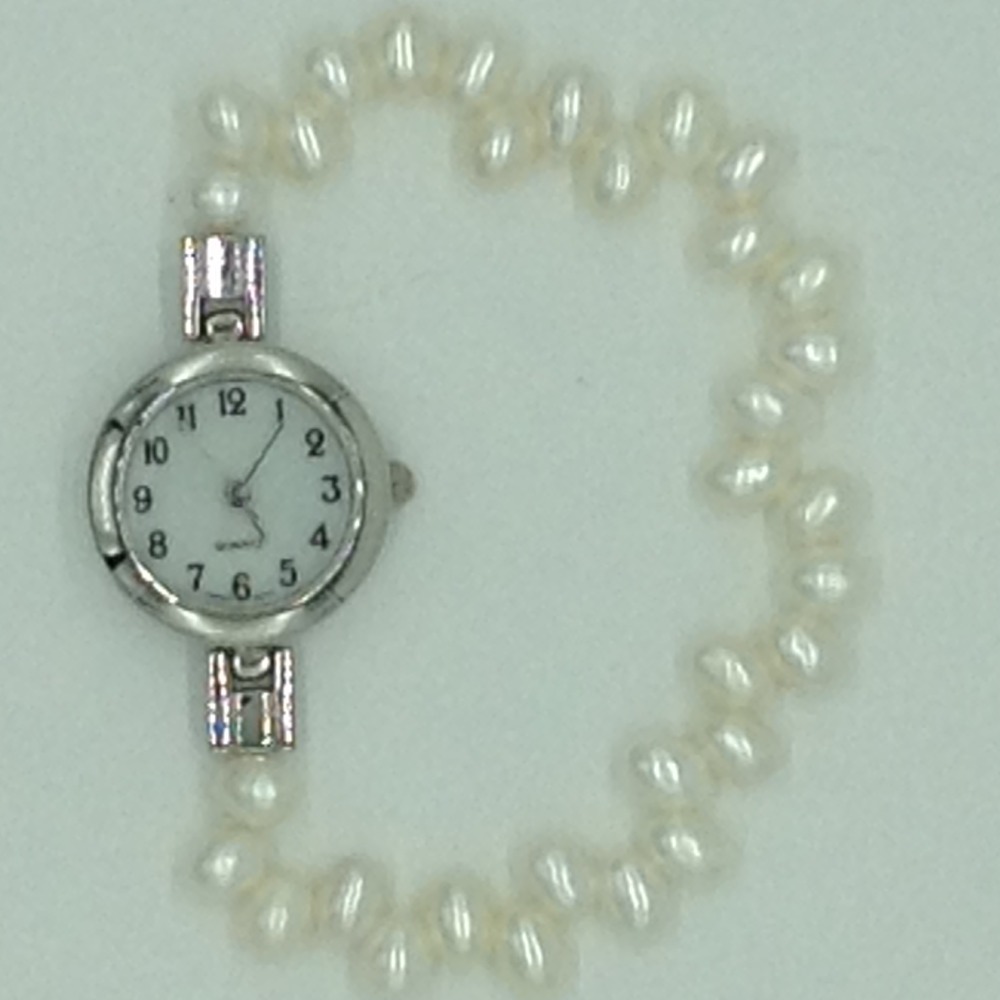 Freshwater White Oval ZigZag Pearls 1 Layers Watch JBG0260