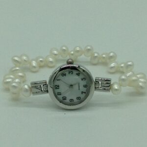 Freshwater White Oval ZigZag Pearls 1 Layers Watch JBG0260