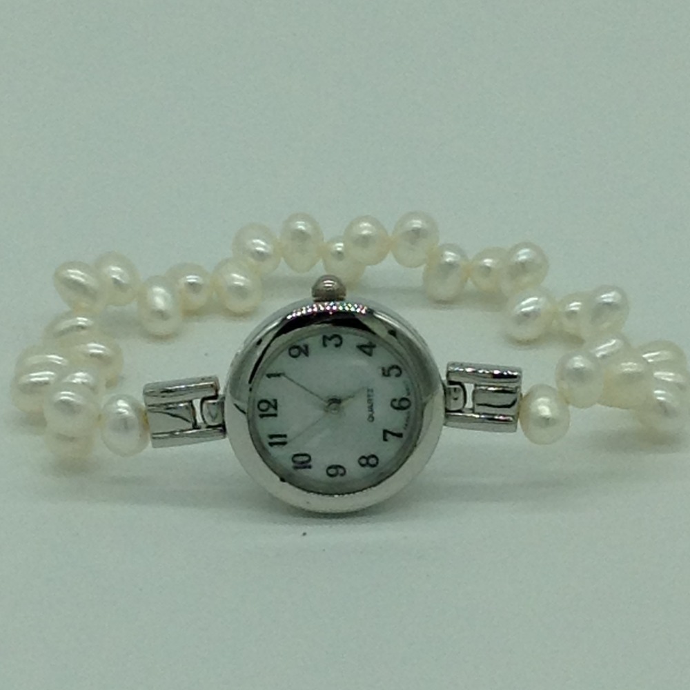 Freshwater White Oval ZigZag Pearls 1 Layers Watch JBG0260