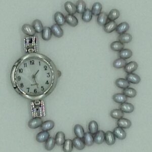 Freshwater Grey Oval ZigZag Pearls 1 Layers Watch JBG0258