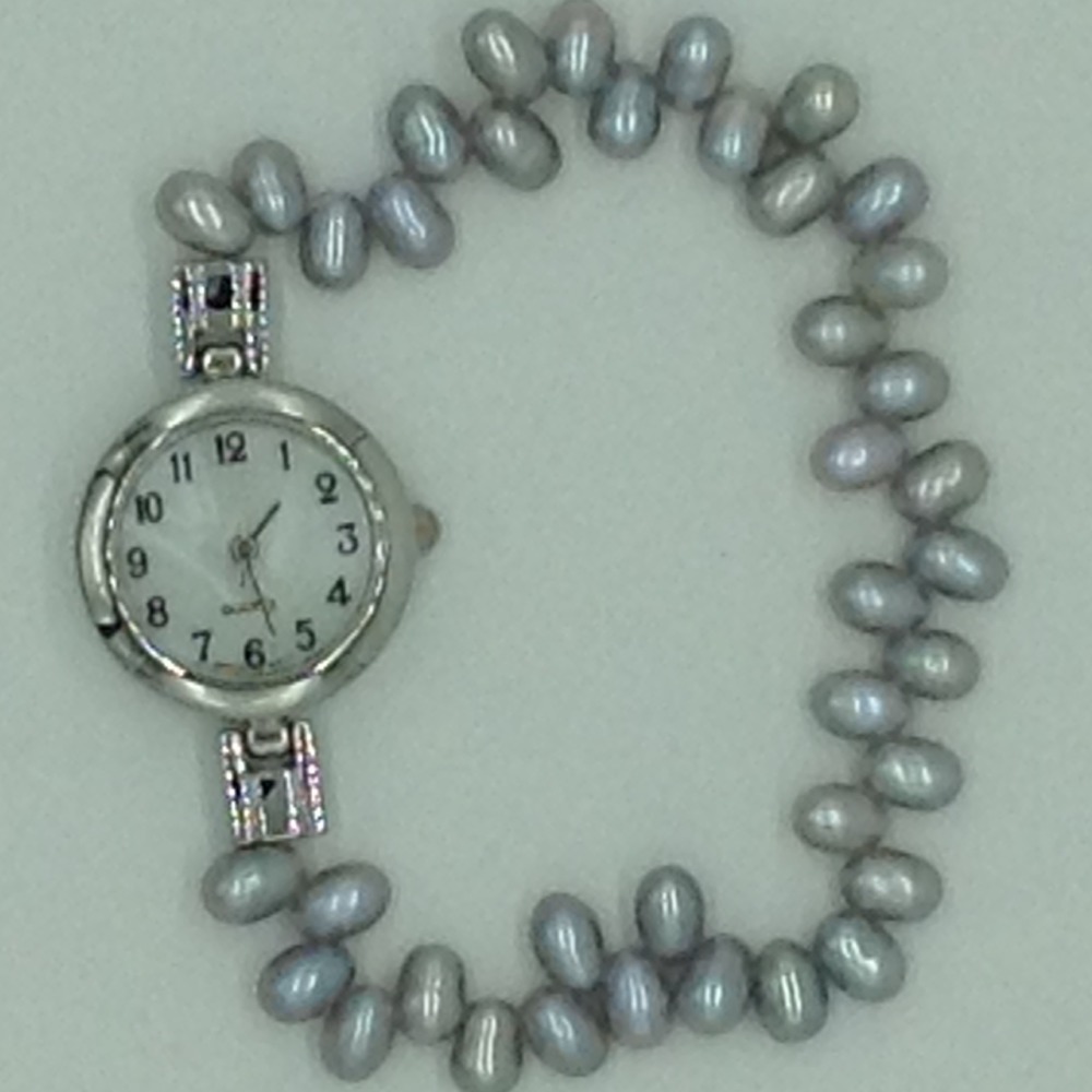 Freshwater Grey Oval ZigZag Pearls 1 Layers Watch JBG0258