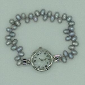 Freshwater Grey Oval ZigZag Pearls 1 Layers Watch JBG0258