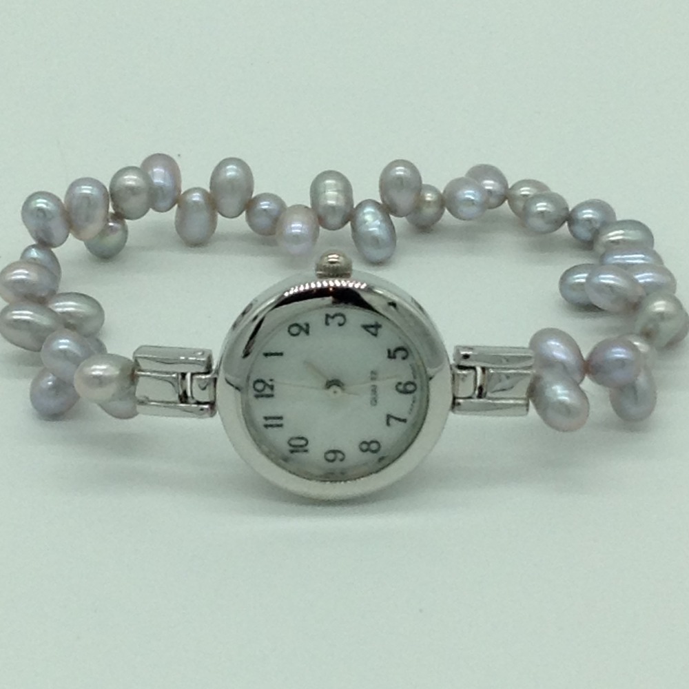 Freshwater Grey Oval ZigZag Pearls 1 Layers Watch JBG0258