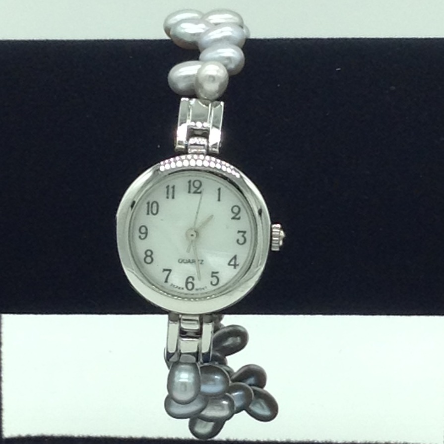 Freshwater Grey Oval ZigZag Pearls 1 Layers Watch JBG0258