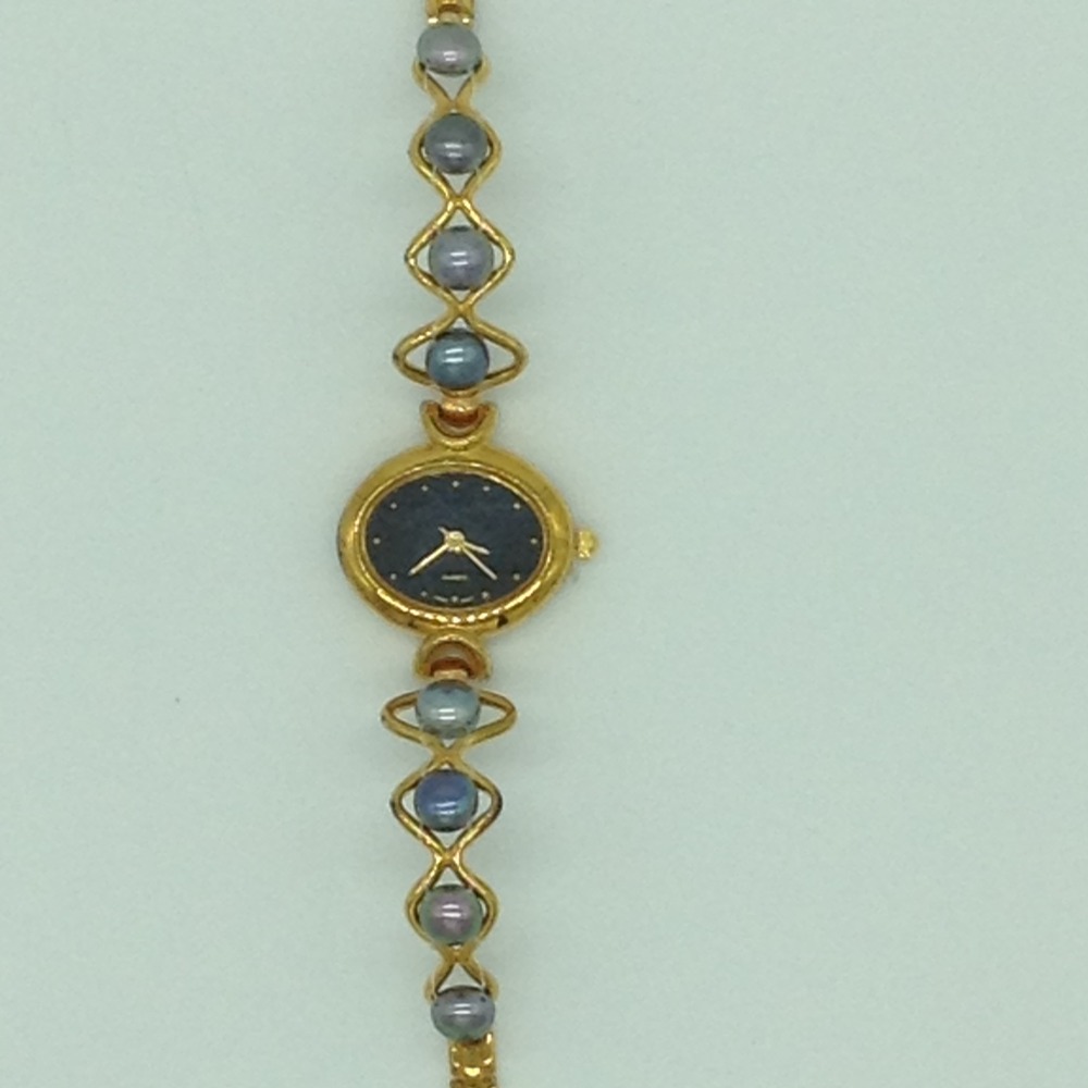 Freshwater Grey Button Pearls Wave Pattern Designer Watch JBG0256