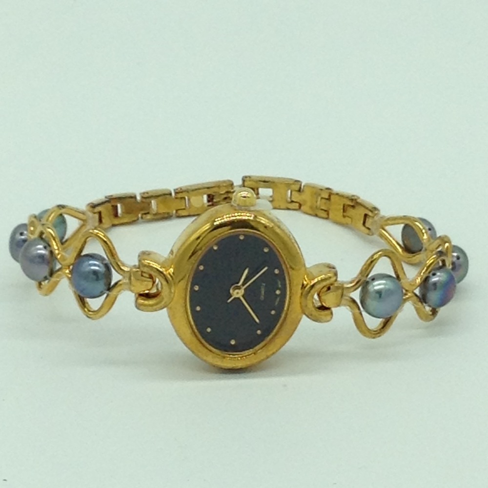 Freshwater Grey Button Pearls Wave Pattern Designer Watch JBG0256