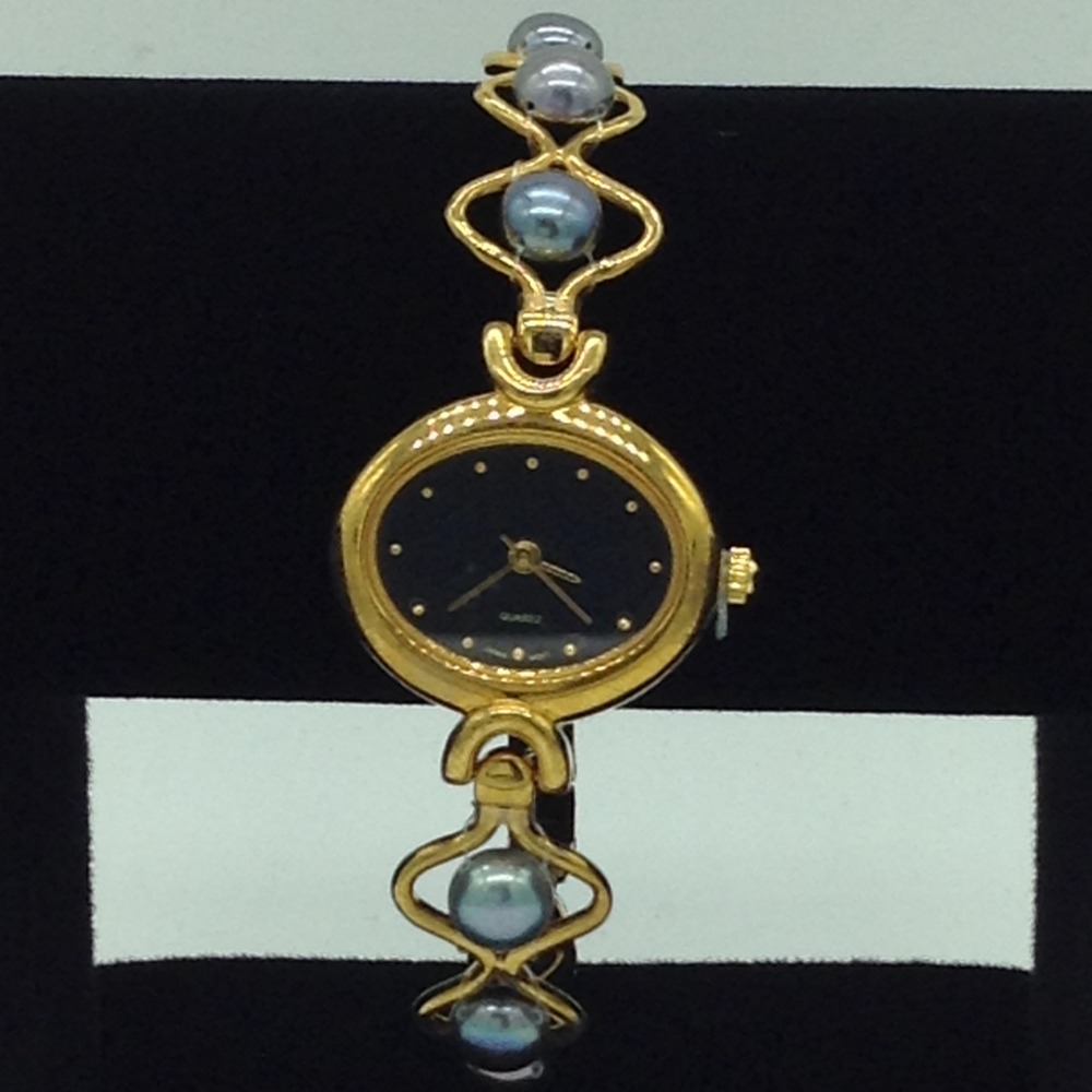 Freshwater Grey Button Pearls Wave Pattern Designer Watch JBG0256