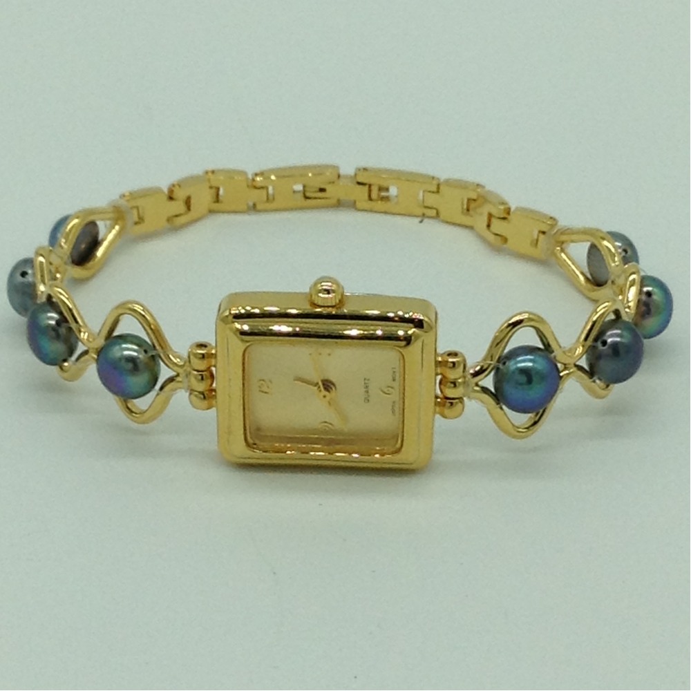 Freshwater Grey Button Pearls Wave Pattern Designer Watch JBG0252