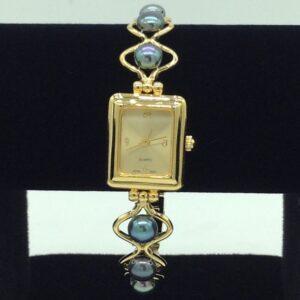 Freshwater Grey Button Pearls Wave Pattern Designer Watch JBG0252