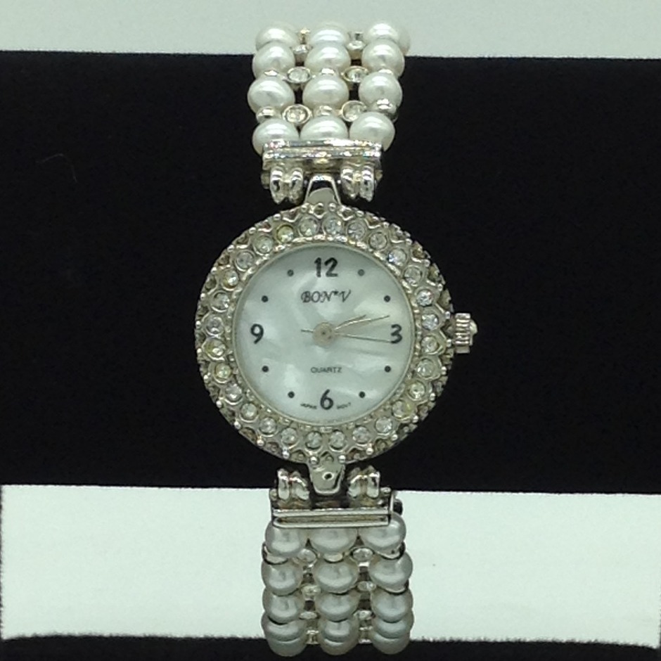 Freshwater White Round Pearls 3 Layers Watch JBG0246