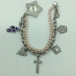 Freshwater Pink Round Pearls Charms Watch JBG0244