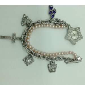 Freshwater Pink Round Pearls Charms Watch JBG0244