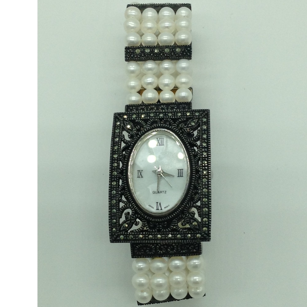 Freshwater White Round Pearls 4 Layers Antique Watch JBG0243
