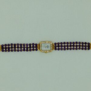 Natural amethyst round beeds 3 layers watch jbg0242