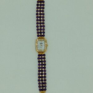 Natural amethyst round beeds 3 layers watch jbg0242