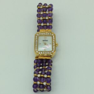 Natural amethyst round beeds 3 layers watch jbg0242