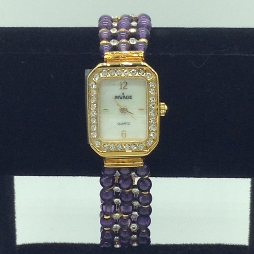 Natural amethyst round beeds 3 layers watch jbg0242