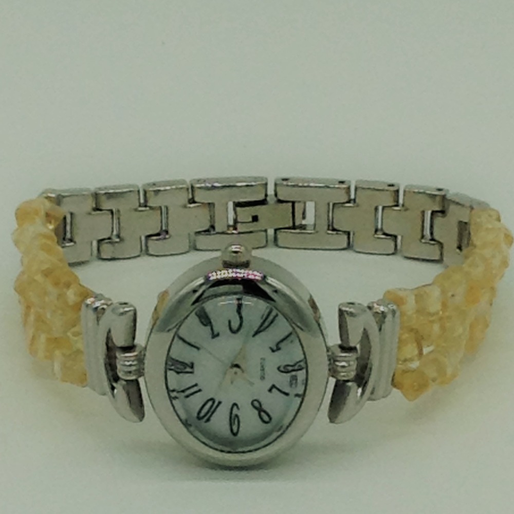 Natural citrine chips beeds 3 layers watch jbg0239